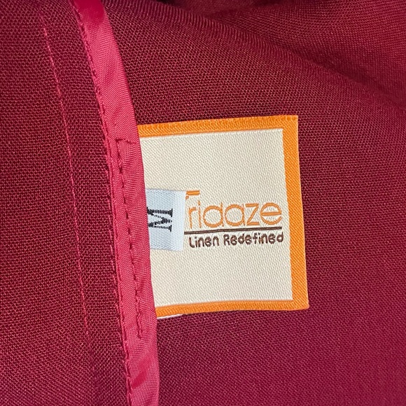 Fridaze Mallory Linen Pullover Pockets 3-Button Mock Neck Red Size Med Lagenlook - Picture 7 of 12